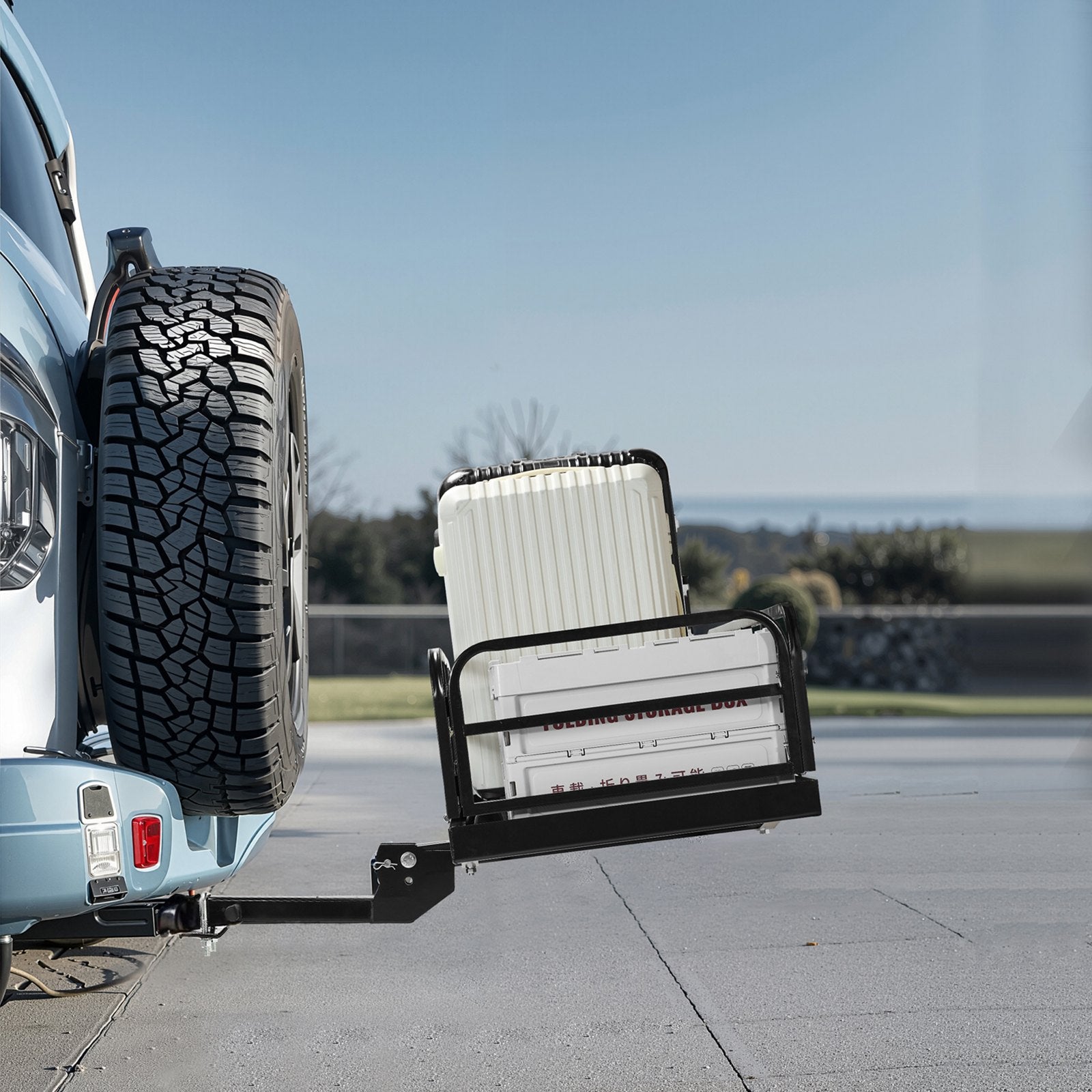 60" x 24" x 14", Hitch Cargo Carrier, 500 lbs Capacity Hitch Cargo Carrier with Anti-Rattle Hitch Stabilizer, V952-GZBDPDECKFGZO1MA7V0