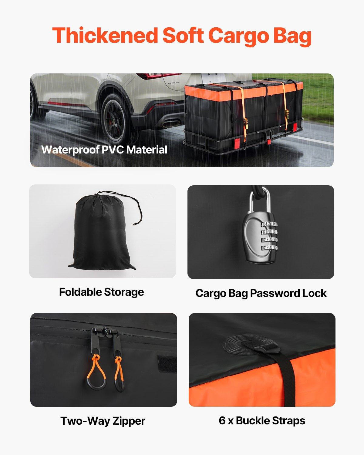 60" x 24" x 6", Hitch Cargo Carrier, 500 lbs Capacity Hitch Cargo Carrier with Cargo Net with Hook & V952-GZBDPDECKFGZR2EQ5V0