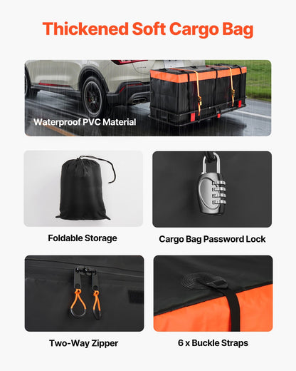 60" x 24" x 6", Hitch Cargo Carrier, 500 lbs Capacity Hitch Cargo Carrier with Cargo Net with Hook & V952-GZBDPDECKFGZR2EQ5V0