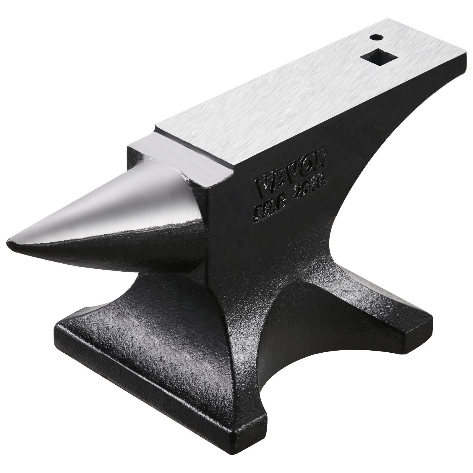 Single Horn Anvil, 55lbs Cast Steel Anvil, High Hardness Rugged Round Horn Anvil for Blacksmiths, with Large V952-GZDJG25KG000U4QUNV0