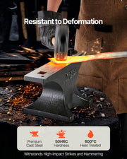 Single Horn Anvil, 55lbs Cast Steel Anvil, High Hardness Rugged Round Horn Anvil for Blacksmiths, with Large V952-GZDJG25KG000U4QUNV0