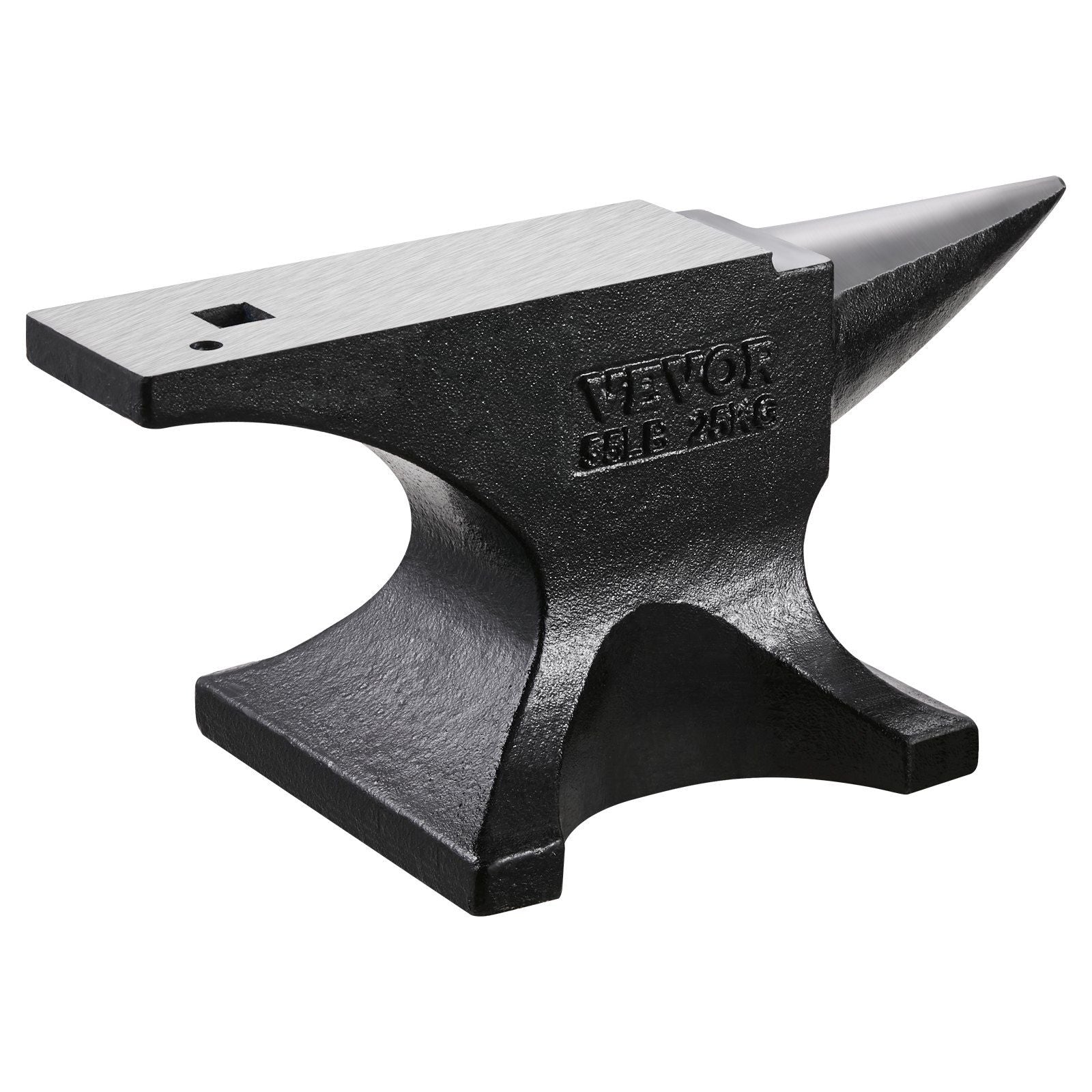 Single Horn Anvil, 55lbs Cast Steel Anvil, High Hardness Rugged Round Horn Anvil for Blacksmiths, with Large V952-GZDJG25KG000U4QUNV0