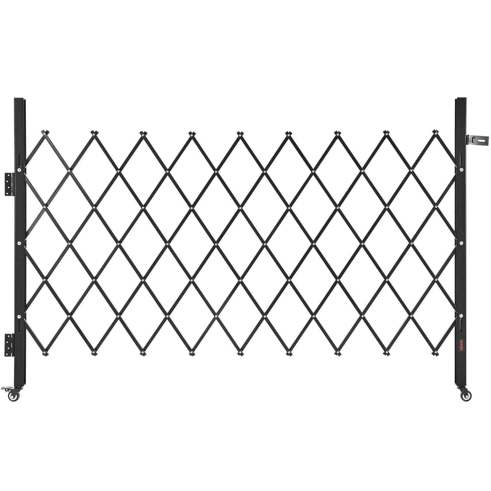 Single Folding Security Gate, Lockable Scissor Gate with 360 degree Swivel Casters, Outdoor Barricade Steel V952-GZDZDAQM51575LJAZ001V0