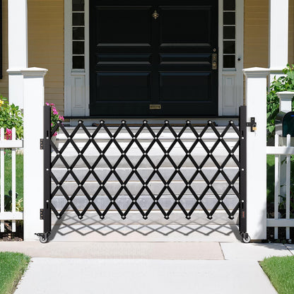 Single Folding Security Gate, Lockable Scissor Gate with 360 degree Swivel Casters, Outdoor Barricade Steel V952-GZDZDAQM51575LJAZ001V0