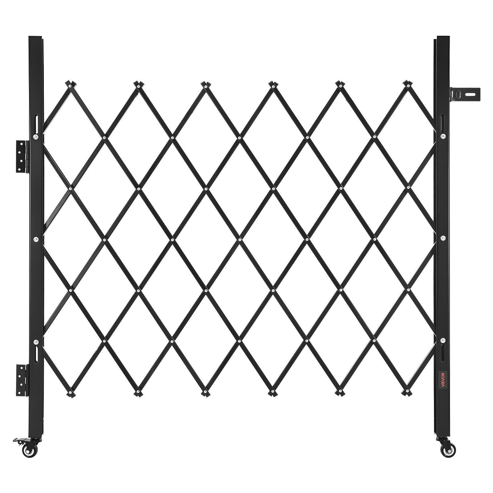 Single Folding Security Gate, Lockable Scissor Gate with 360 degree Swivel Casters, Outdoor Barricade Steel V952-GZDZDAQM5157HX49X001V0