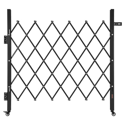 Single Folding Security Gate, Lockable Scissor Gate with 360 degree Swivel Casters, Outdoor Barricade Steel V952-GZDZDAQM5157HX49X001V0