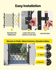 Single Folding Security Gate, Lockable Scissor Gate with 360 degree Swivel Casters, Outdoor Barricade Steel V952-GZDZDAQM5157HX49X001V0