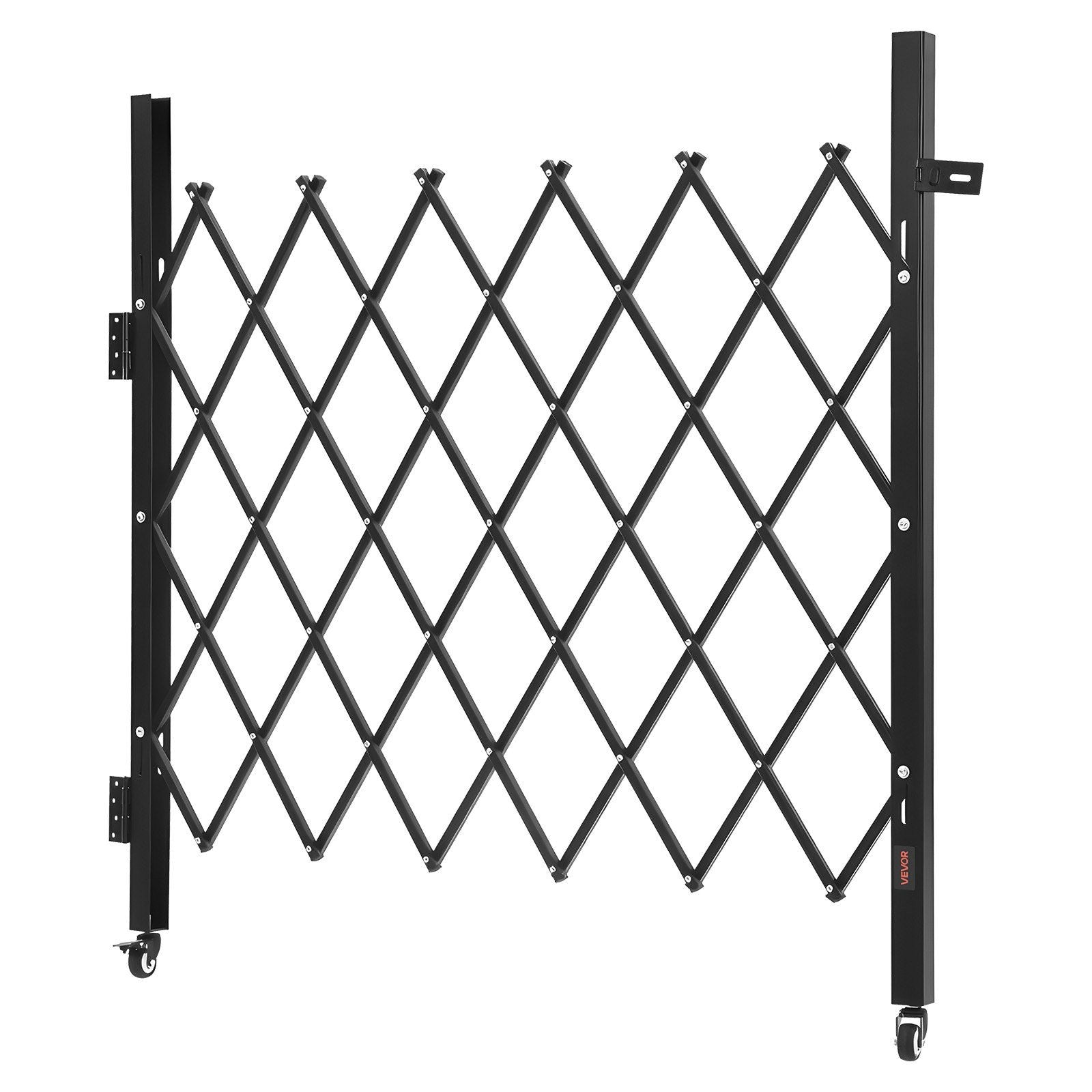 Single Folding Security Gate, Lockable Scissor Gate with 360 degree Swivel Casters, Outdoor Barricade Steel V952-GZDZDAQM5157HX49X001V0