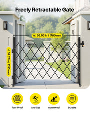 Single Folding Security Gate, Lockable Scissor Gate with 360 degree Swivel Casters, Outdoor Barricade Steel V952-GZDZDAQM5157ODKJ1001V0