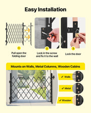 Single Folding Security Gate, Lockable Scissor Gate with 360 degree Swivel Casters, Outdoor Barricade Steel V952-GZDZDAQM5157ODKJ1001V0