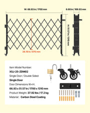 Single Folding Security Gate, Lockable Scissor Gate with 360 degree Swivel Casters, Outdoor Barricade Steel V952-GZDZDAQM5157ODKJ1001V0