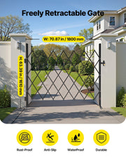 Single Folding Security Gate, Lockable Scissor Gate with 360 degree Swivel Casters, Outdoor Barricade Steel V952-GZDZDAQM63398ECAH001V0