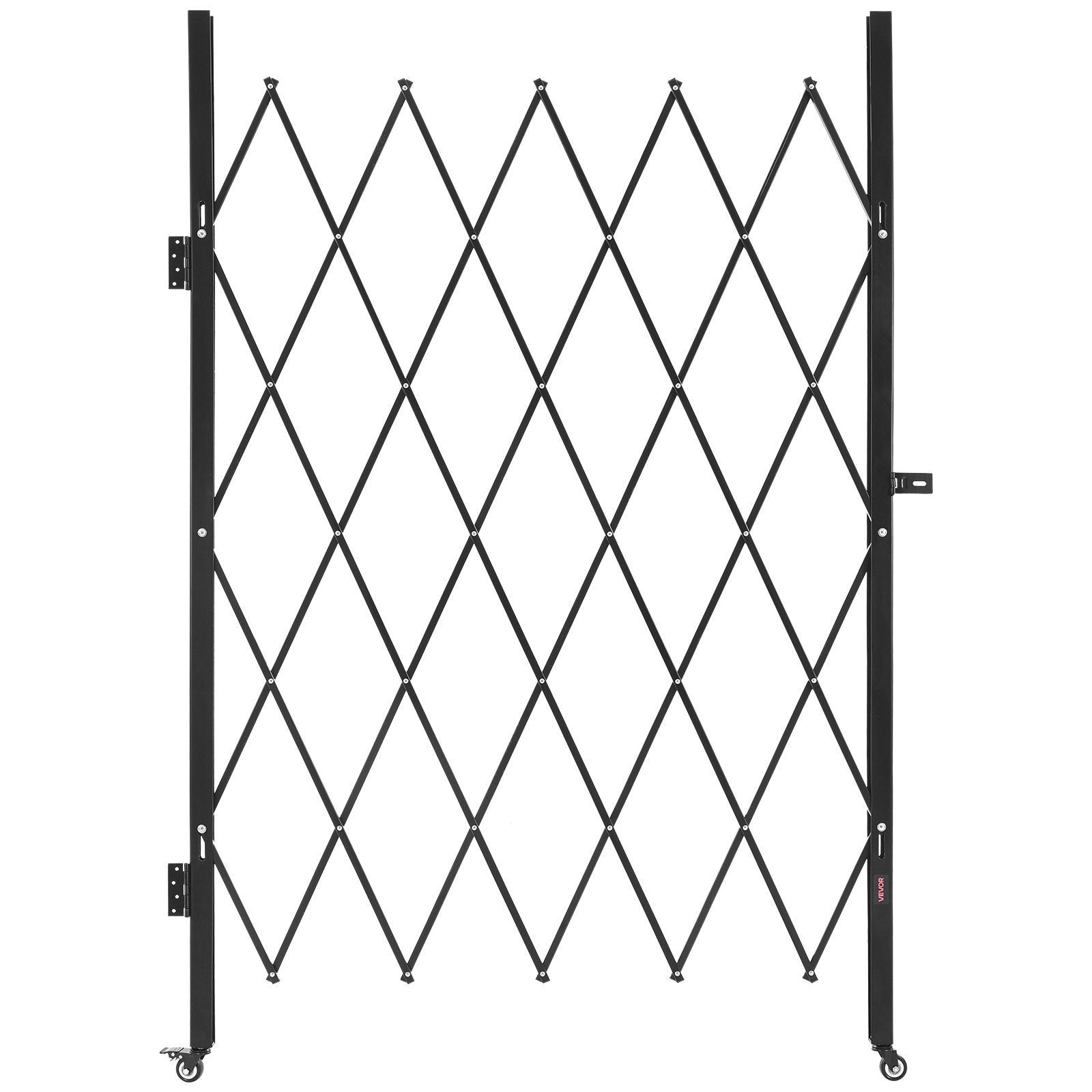 Single Folding Security Gate, Lockable Scissor Gate with 360 degree Swivel Casters, Outdoor Barricade Steel V952-GZDZDAQM79483EIKM001V0