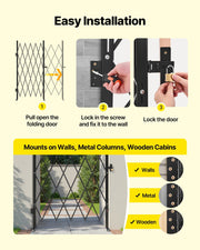 Single Folding Security Gate, Lockable Scissor Gate with 360 degree Swivel Casters, Outdoor Barricade Steel V952-GZDZDAQM79483EIKM001V0