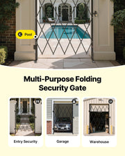 Single Folding Security Gate, Lockable Scissor Gate with 360 degree Swivel Casters, Outdoor Barricade Steel V952-GZDZDAQM79483EIKM001V0