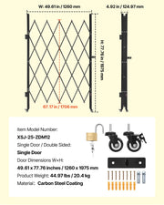 Single Folding Security Gate, Lockable Scissor Gate with 360 degree Swivel Casters, Outdoor Barricade Steel V952-GZDZDAQM79483EIKM001V0