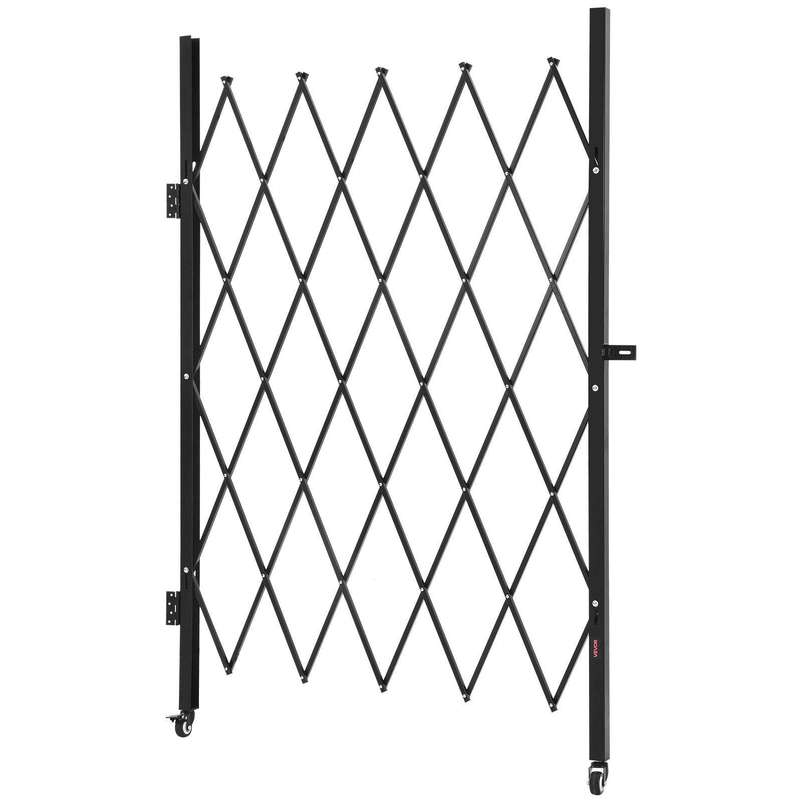 Single Folding Security Gate, Lockable Scissor Gate with 360 degree Swivel Casters, Outdoor Barricade Steel V952-GZDZDAQM79483EIKM001V0