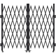 Double Folding Security Gate, Lockable Scissor Gate with 360 degree Swivel Casters, Outdoor Barricade Steel V952-GZSZDAQM63395RNRL001V0