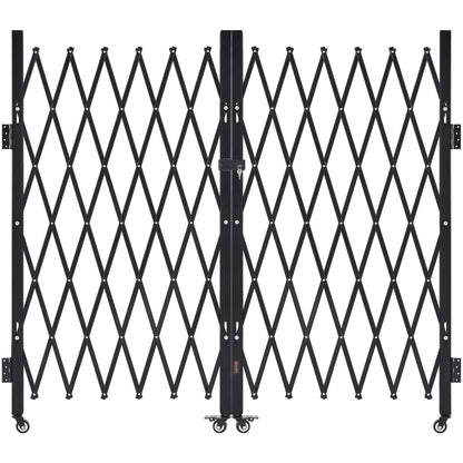 Double Folding Security Gate, Lockable Scissor Gate with 360 degree Swivel Casters, Outdoor Barricade Steel V952-GZSZDAQM63395RNRL001V0