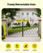 Double Folding Security Gate, Lockable Scissor Gate with 360 degree Swivel Casters, Outdoor Barricade Steel V952-GZSZDAQM63395RNRL001V0
