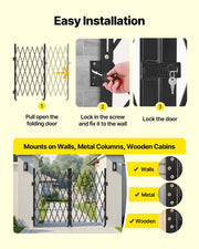 Double Folding Security Gate, Lockable Scissor Gate with 360 degree Swivel Casters, Outdoor Barricade Steel V952-GZSZDAQM63395RNRL001V0