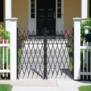 Double Folding Security Gate, Lockable Scissor Gate with 360 degree Swivel Casters, Outdoor Barricade Steel V952-GZSZDAQM63395RNRL001V0