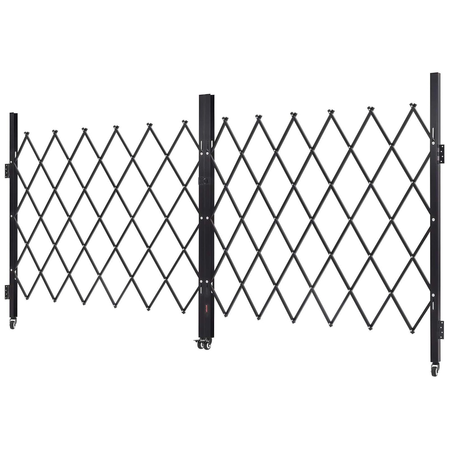 Double Folding Security Gate, Lockable Scissor Gate with 360 degree Swivel Casters, Outdoor Barricade Steel V952-GZSZDAQM63395RNRL001V0