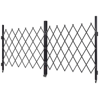 Double Folding Security Gate, Lockable Scissor Gate with 360 degree Swivel Casters, Outdoor Barricade Steel V952-GZSZDAQM63395RNRL001V0