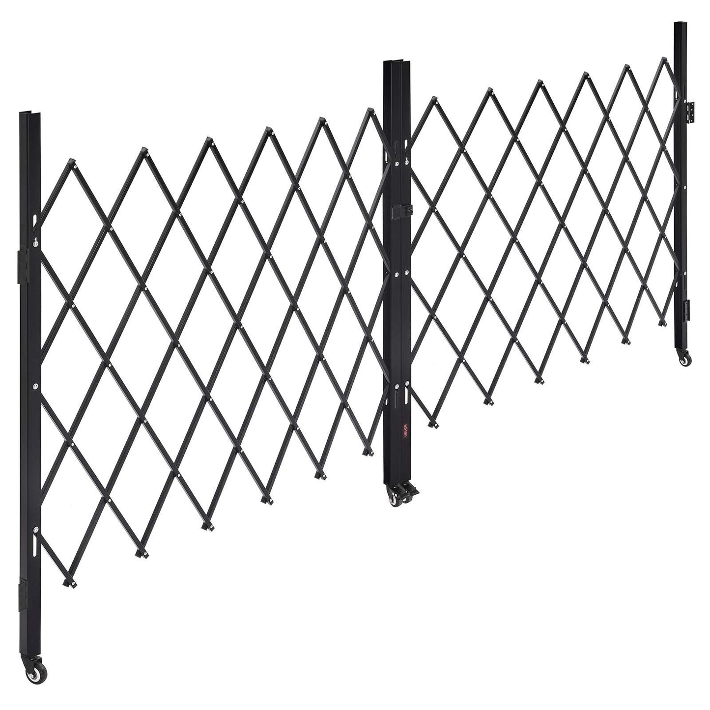 Double Folding Security Gate, Lockable Scissor Gate with 360 degree Swivel Casters, Outdoor Barricade Steel V952-GZSZDAQM63395RNRL001V0