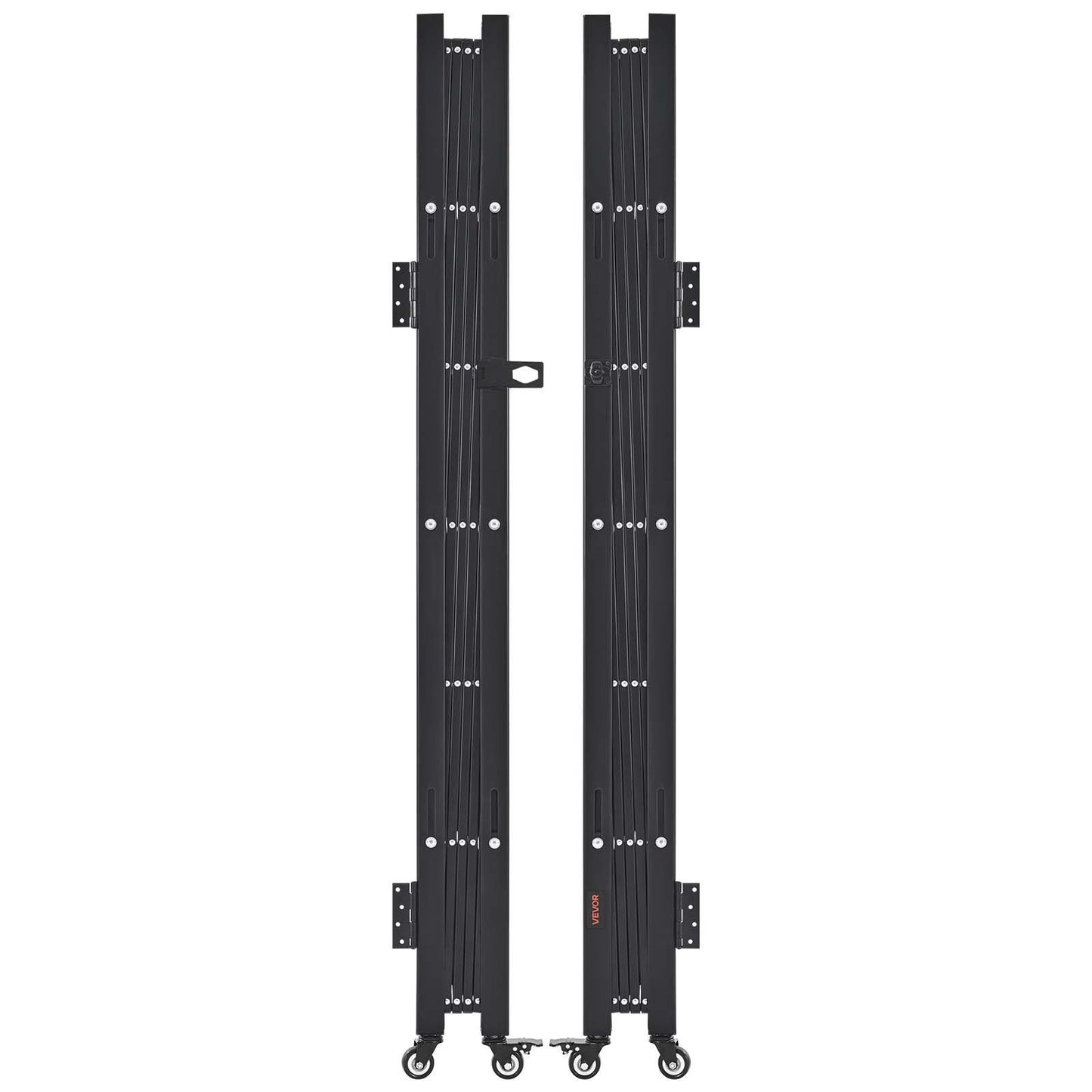 Double Folding Security Gate, Lockable Scissor Gate with 360 degree Swivel Casters, Outdoor Barricade Steel V952-GZSZDAQM63395RNRL001V0