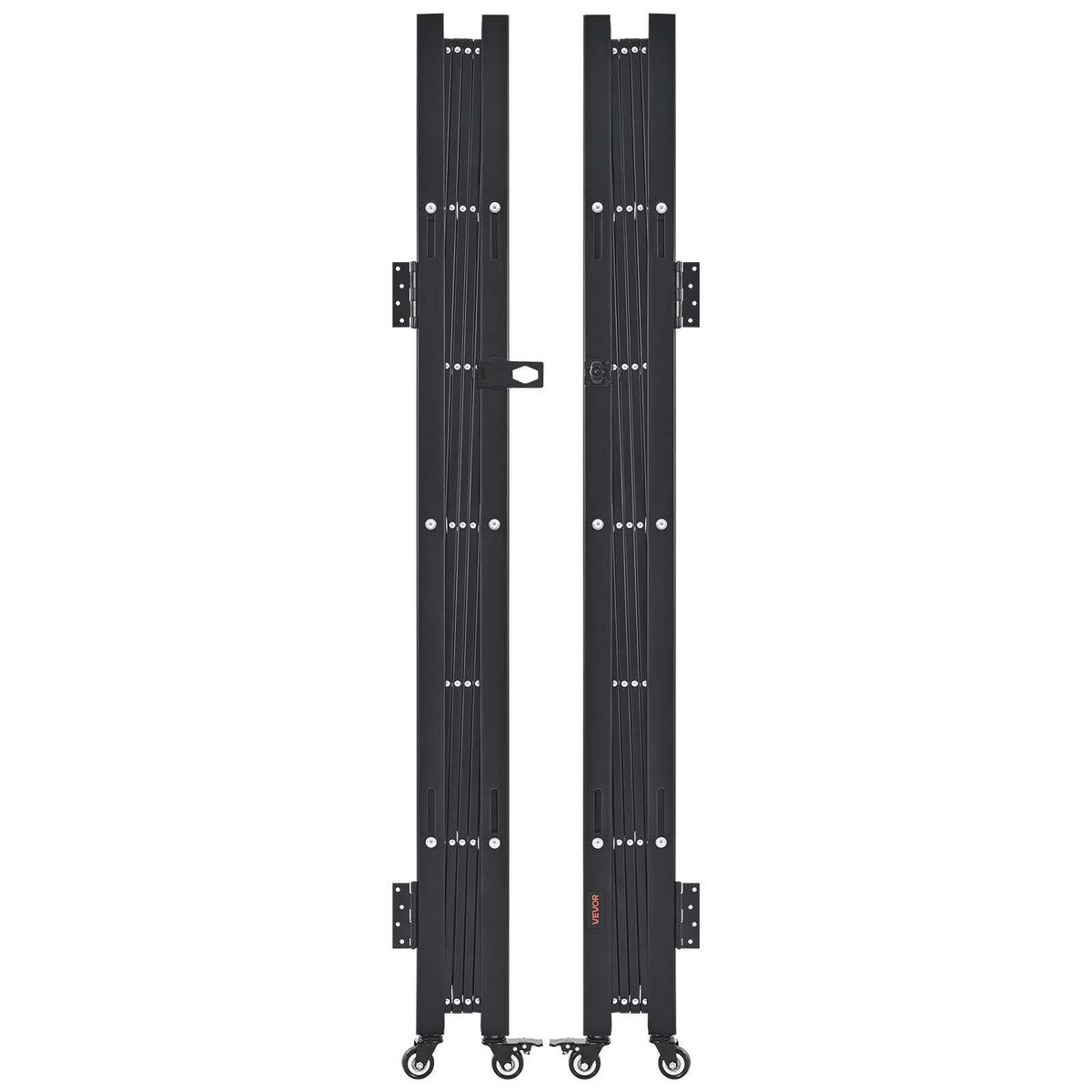 Double Folding Security Gate, Lockable Scissor Gate with 360 degree Swivel Casters, Outdoor Barricade Steel V952-GZSZDAQM63395RNRL001V0