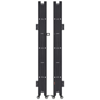 Double Folding Security Gate, Lockable Scissor Gate with 360 degree Swivel Casters, Outdoor Barricade Steel V952-GZSZDAQM63395RNRL001V0