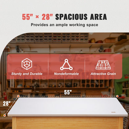 Table Top, 1397 x 711 x 25 mm, 100 kg Load Capacity, Universal One-Piece Particle Board Desktop for Height V952-GZTZMBHB5528PV06SV0