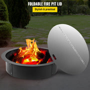 Fire Pit Lid Round 40 Inch Foldable Fire Pit Ring Snuff Cover 430 Stainless Steel Fire Pit Spark Screen Cover V952-GZZDSRSHPGZ40YC01V0