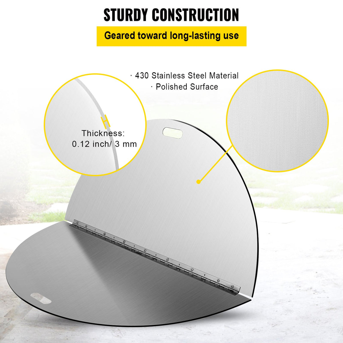 Fire Pit Lid Round 40 Inch Foldable Fire Pit Ring Snuff Cover 430 Stainless Steel Fire Pit Spark Screen Cover V952-GZZDSRSHPGZ40YC01V0
