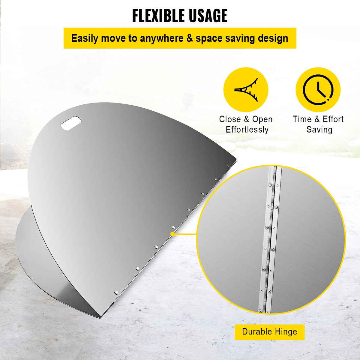 Fire Pit Lid Round 40 Inch Foldable Fire Pit Ring Snuff Cover 430 Stainless Steel Fire Pit Spark Screen Cover V952-GZZDSRSHPGZ40YC01V0