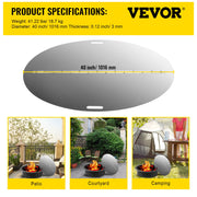 Fire Pit Lid Round 40 Inch Foldable Fire Pit Ring Snuff Cover 430 Stainless Steel Fire Pit Spark Screen Cover V952-GZZDSRSHPGZ40YC01V0
