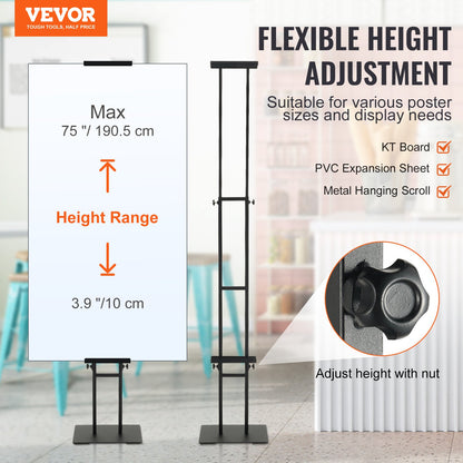 Poster Stand, Adjustable Height Up to 75", Double-Sided Heavy Duty Pedestal Sign Holder, Floor Standing Sign V952-HBJJSDZ475YCPRZ6SV0