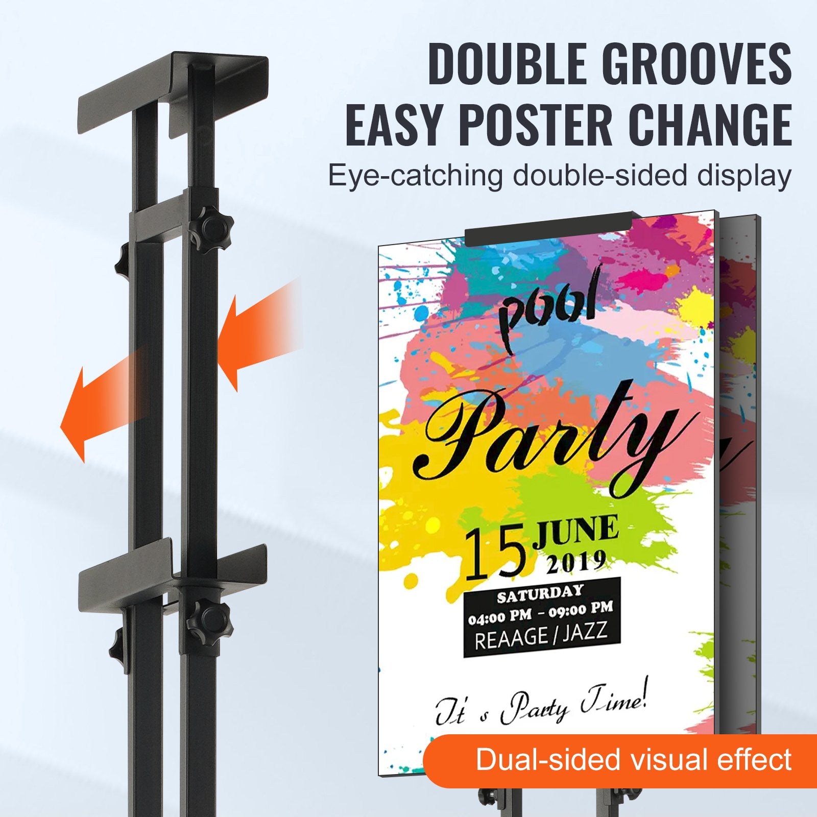 Poster Stand, Adjustable Height Up to 75", Double-Sided Heavy Duty Pedestal Sign Holder, Floor Standing Sign V952-HBJJSDZ475YCPRZ6SV0