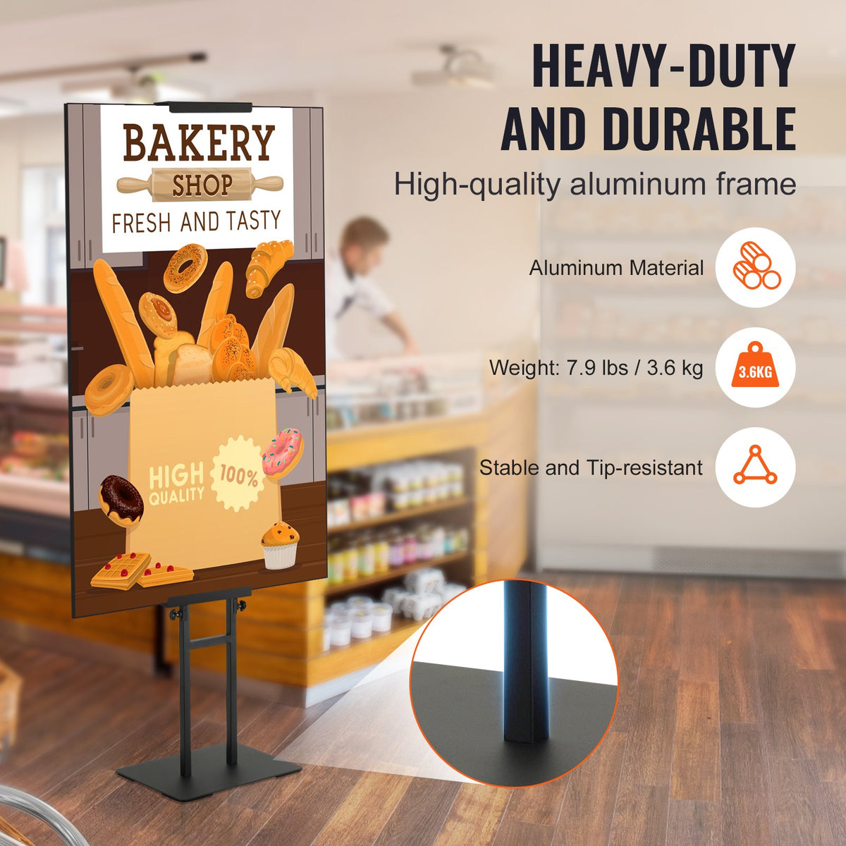 Poster Stand, Adjustable Height Up to 75", Double-Sided Heavy Duty Pedestal Sign Holder, Floor Standing Sign V952-HBJJSDZ475YCPRZ6SV0