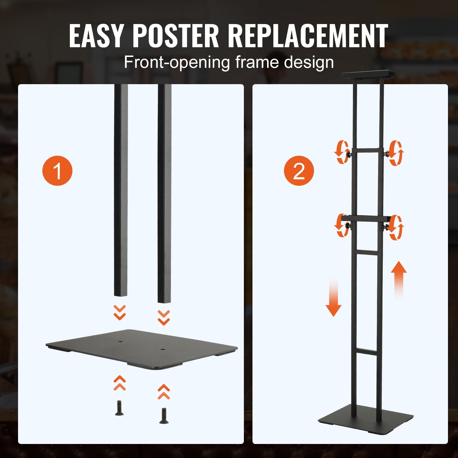 Poster Stand, Adjustable Height Up to 75", Double-Sided Heavy Duty Pedestal Sign Holder, Floor Standing Sign V952-HBJJSDZ475YCPRZ6SV0