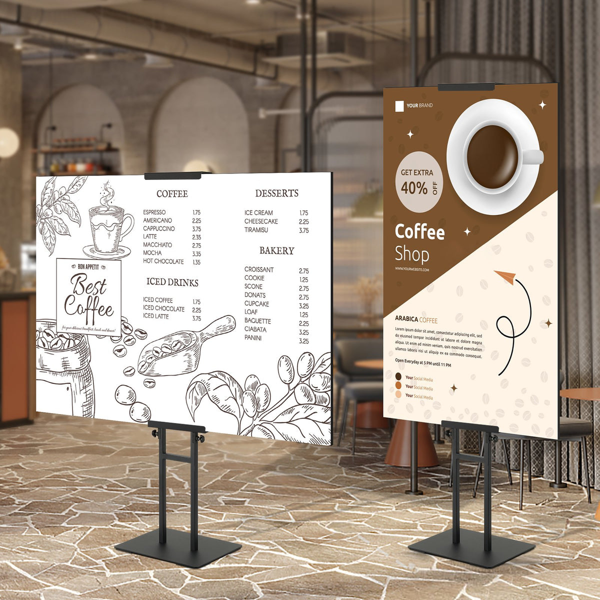Poster Stand, Adjustable Height Up to 75", Double-Sided Heavy Duty Pedestal Sign Holder, Floor Standing Sign V952-HBJJSDZ475YCPRZ6SV0