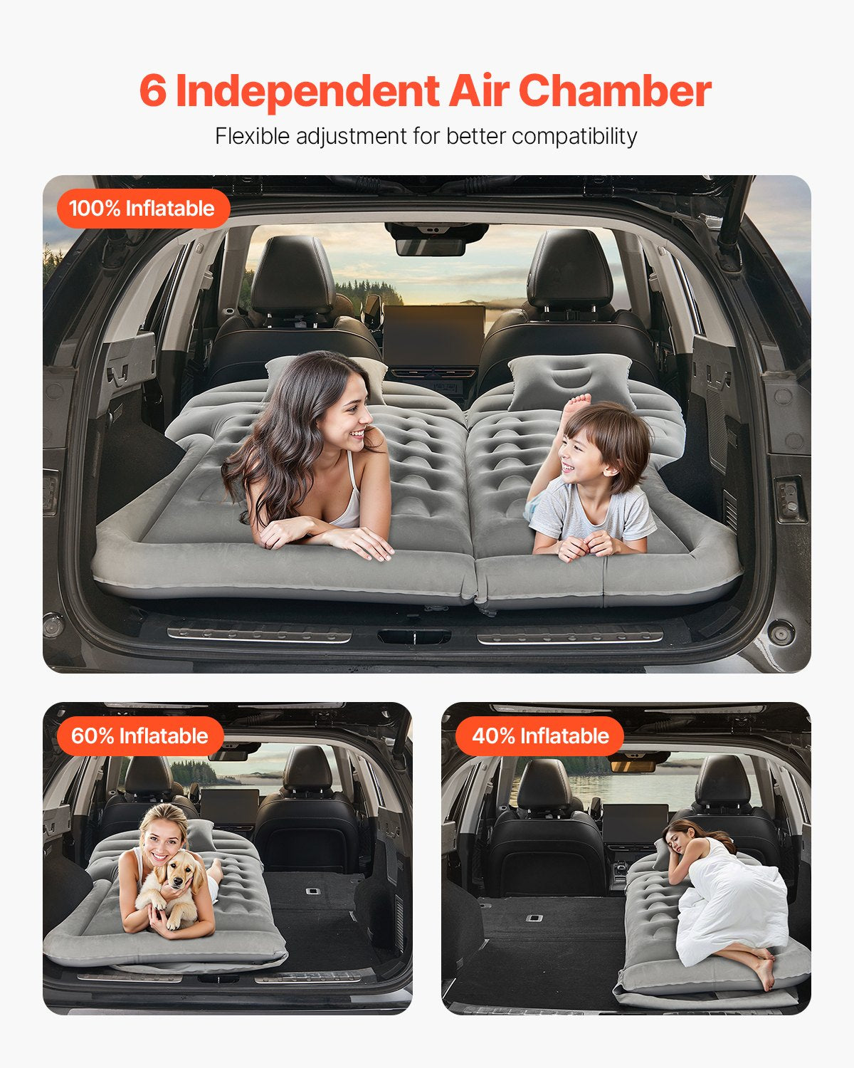 Car Air Mattress, Inflatable Car Camping Mattress, Flocking Thickened Travel Beds, Comfortable and Durable V952-HBXKZRHSTYDZIRA54V9