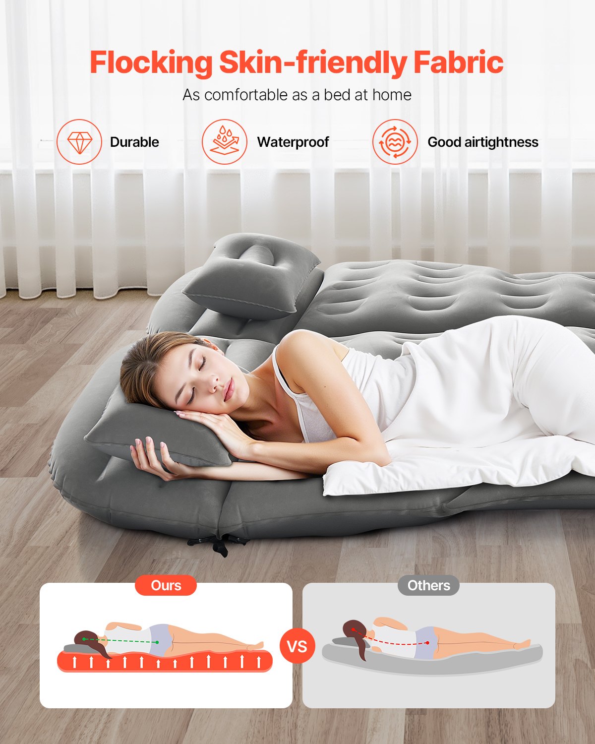 Car Air Mattress, Inflatable Car Camping Mattress, Flocking Thickened Travel Beds, Comfortable and Durable V952-HBXKZRHSTYDZIRA54V9