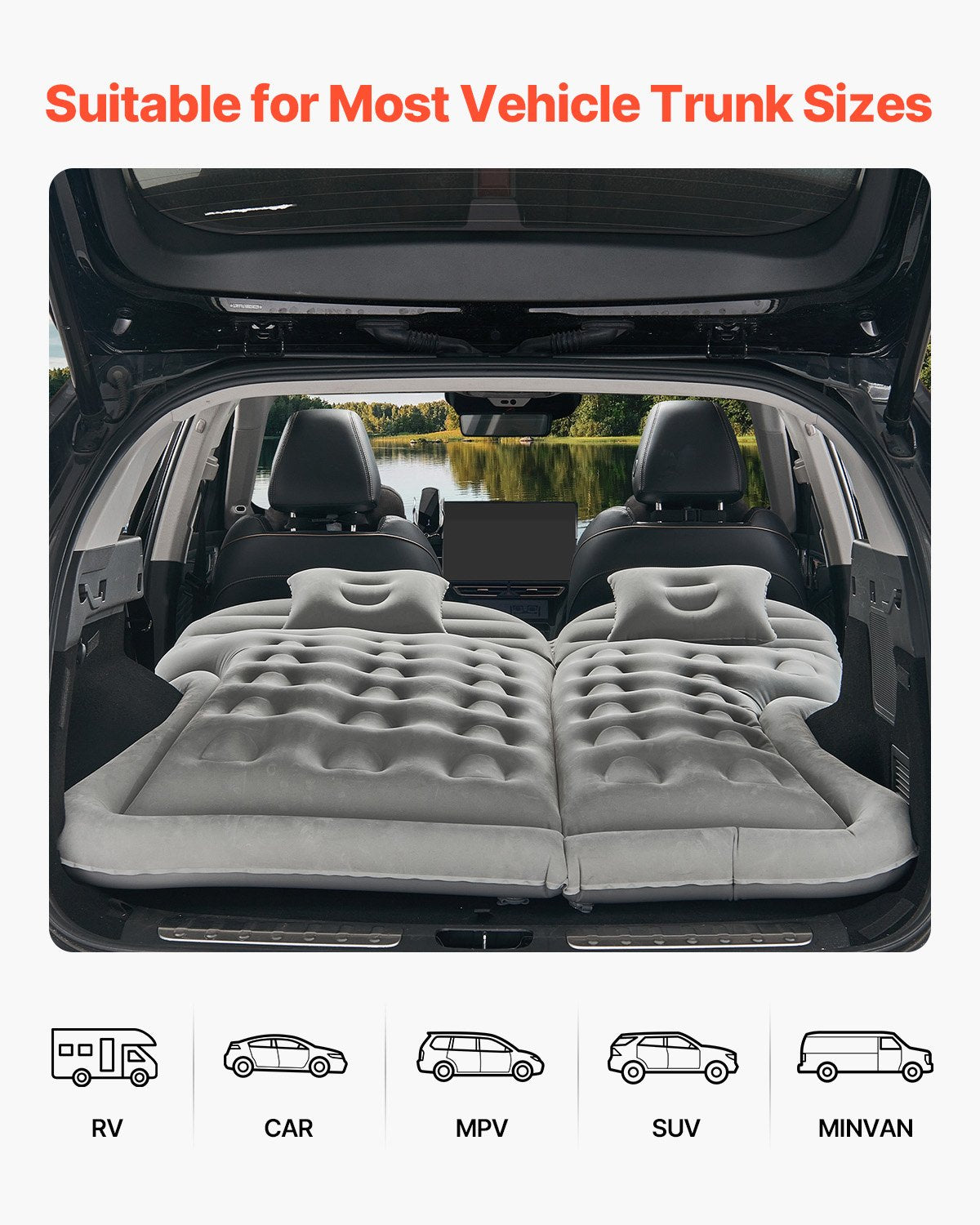 Car Air Mattress, Inflatable Car Camping Mattress, Flocking Thickened Travel Beds, Comfortable and Durable V952-HBXKZRHSTYDZIRA54V9