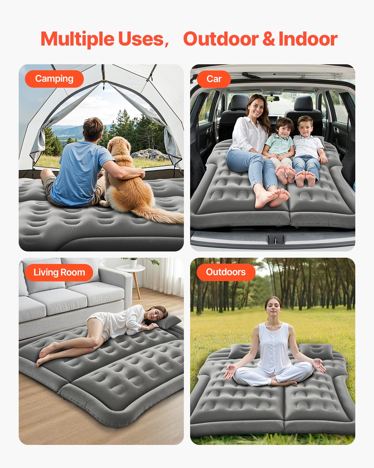 Car Air Mattress, Inflatable Car Camping Mattress, Flocking Thickened Travel Beds, Comfortable and Durable V952-HBXKZRHSTYDZIRA54V9