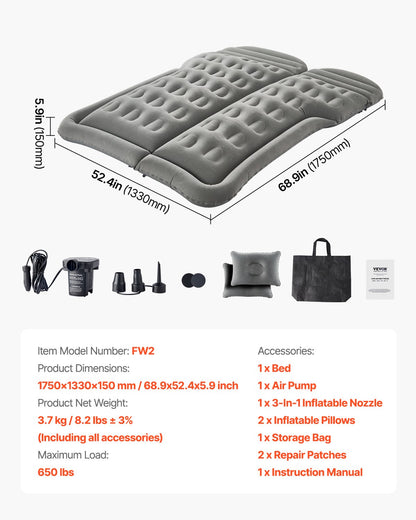 Car Air Mattress, Inflatable Car Camping Mattress, Flocking Thickened Travel Beds, Comfortable and Durable V952-HBXKZRHSTYDZIRA54V9