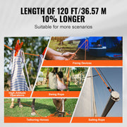 Double Braided Polyester Rope, 12.7 mm x 36.57 m, 48 Strands, 35.58kN Breaking Strength Outdoor Climbing V952-HCCLSDL12INCMEGKYV0