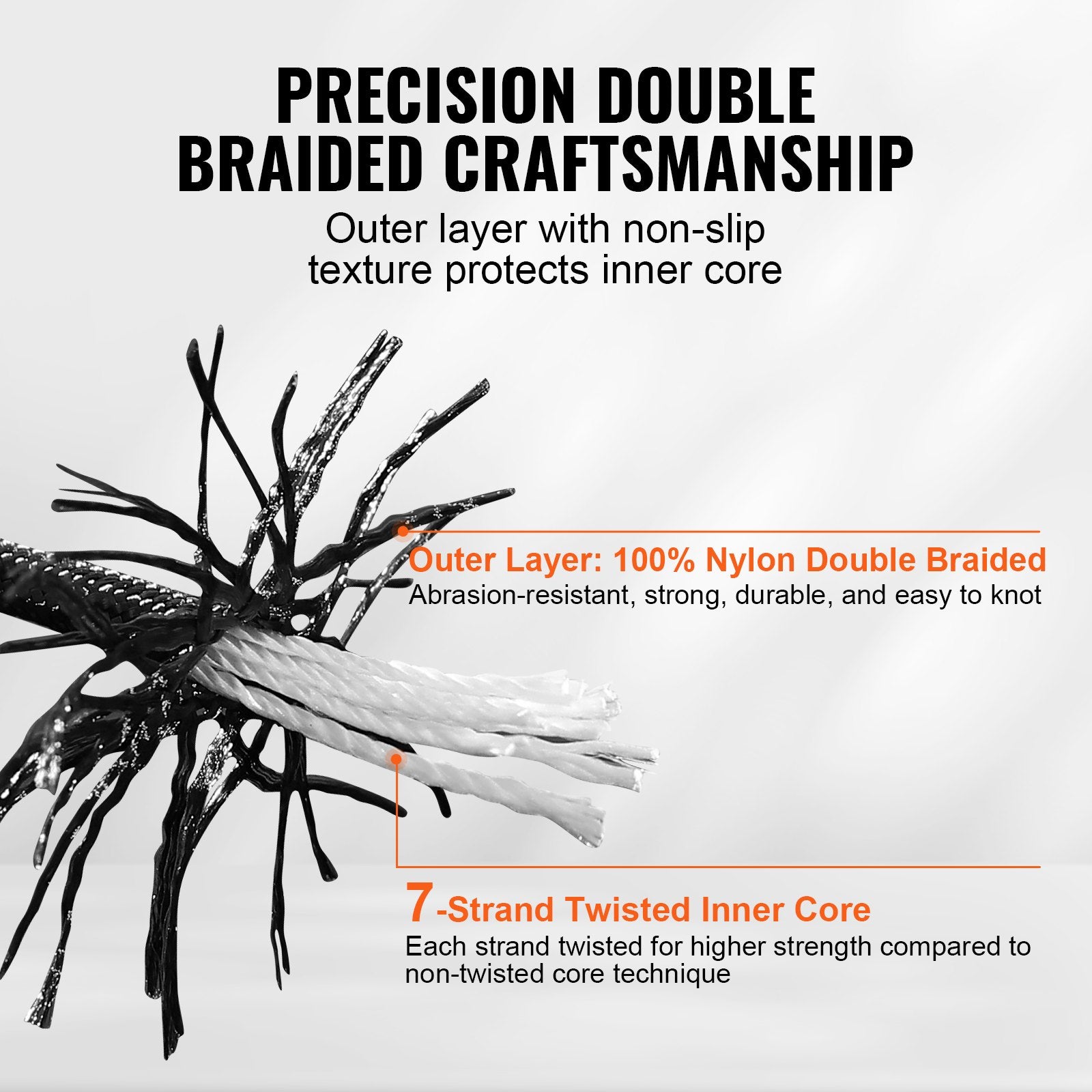 Braided Nylon Rope, 5 mm x 304.8 m, 32 Strands, 3.20kN Breaking Strength Outdoor Climbing Rope, Arborist Tree V952-HCCLSNL316INDUEVBV0
