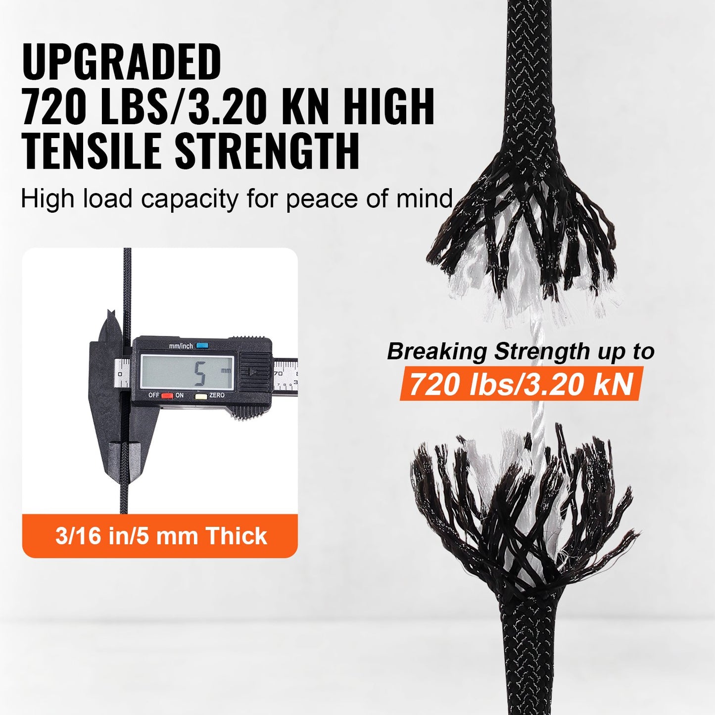 Braided Nylon Rope, 5 mm x 304.8 m, 32 Strands, 3.20kN Breaking Strength Outdoor Climbing Rope, Arborist Tree V952-HCCLSNL316INDUEVBV0